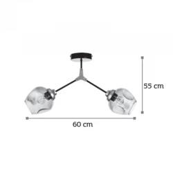 InLight Κρεμαστό φωτιστικό από μαύρο μέταλλο και διάφανο γυαλί 2XE27 D:60cm (6129-2-GL)