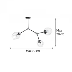 InLight Κρεμαστό φωτιστικό από μαύρο μέταλλο και διάφανο γυαλί 3XE27 D:70cm (6129-3-ΝΜ)