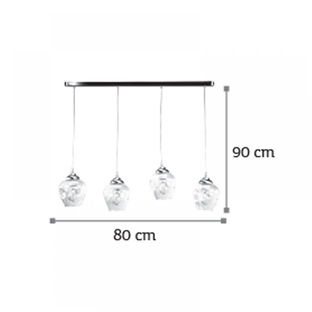 InLight Κρεμαστό φωτιστικό από νίκελ ματ μέταλλο και διάφανο γυαλί 4XE27 D:80cm (4474-4-NM ΡΑΓΑ)