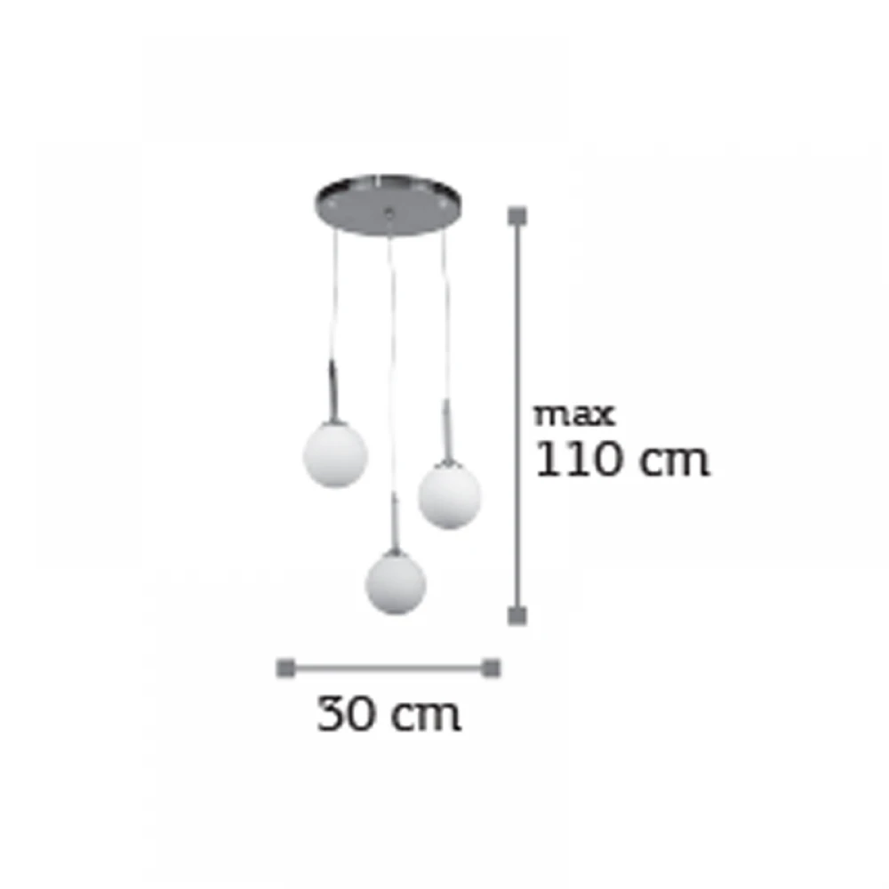 InLight Κρεμαστό φωτιστικό από χρώμιο μέταλλο και λευκή οπαλίνα 3XG9 D:30cm (4515-3 ΡΟΖΕΤΑ)