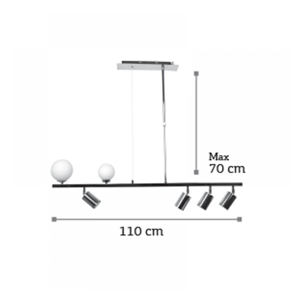 InLight Κρεμαστό φωτιστικό από χρώμιο μέταλλο και λευκή οπαλίνα 2XG9 και 4XGU10 D:110cm (6191-CH)