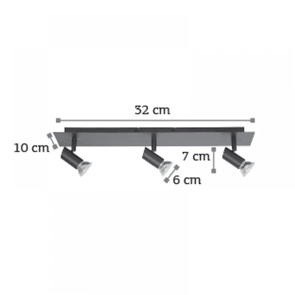 InLight Επιτοίχιο σποτ από μέταλλο σε μαύρη απόχρωση 3XGU10 D:32cm (9078-3Φ-Μαύρο)