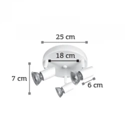 InLight Επιτοίχιο σποτ από μέταλλο σε μαύρη απόχρωση 3XGU10 D:25cm (9077-3Φ-Μαύρο)