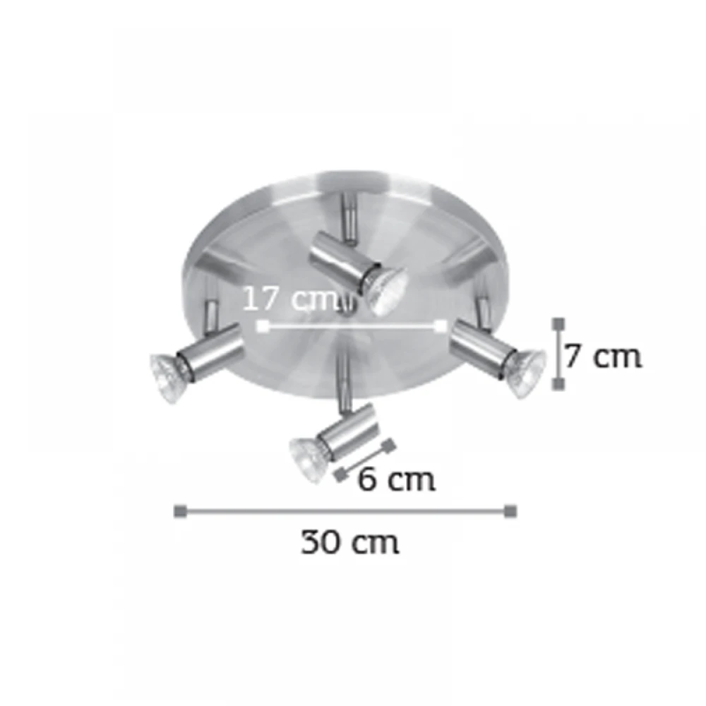 InLight Επιτοίχιο σποτ από μέταλλο σε νίκελ ματ απόχρωση 4XGU10 D:30cm (9075-4Φ-Νίκελ Ματ)
