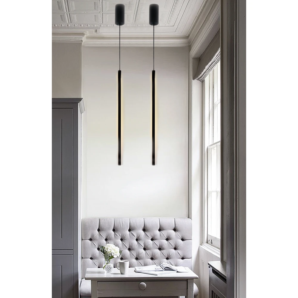 InLight Κρεμαστό φωτιστικό LED 7W 3000K από μαύρο μέταλλο και ακρυλικό D:60cm (6023)