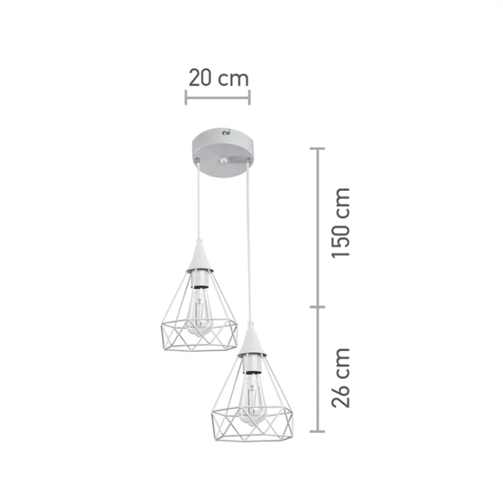InLight Κρεμαστό φωτιστικό από λευκό μέταλλο 2XE27 D:20cm (4024-2-WH-ROSETTE)