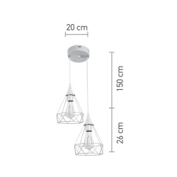 InLight Κρεμαστό φωτιστικό από λευκό μέταλλο 2XE27 D:20cm (4024-2-WH-ROSETTE)