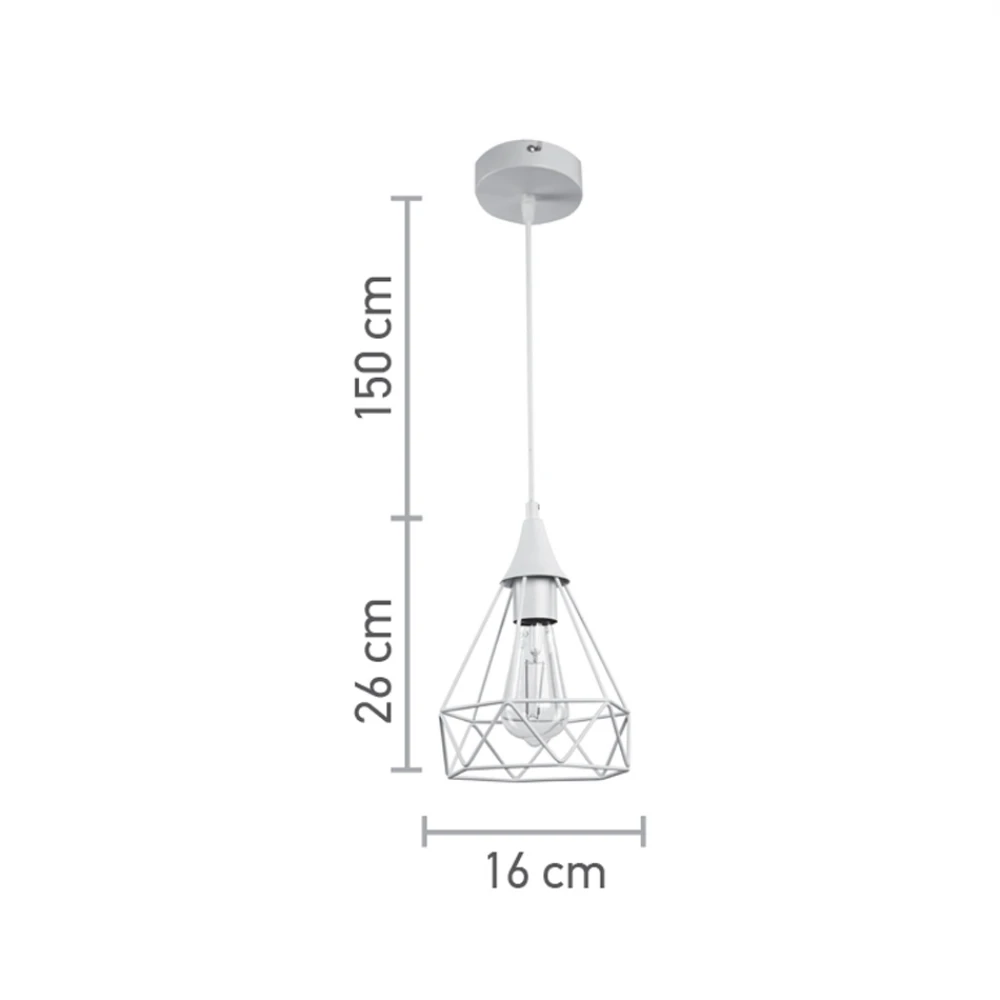 InLight Κρεμαστό φωτιστικό από λευκό μέταλλο 1XE27 D:16cm (4024-WH)