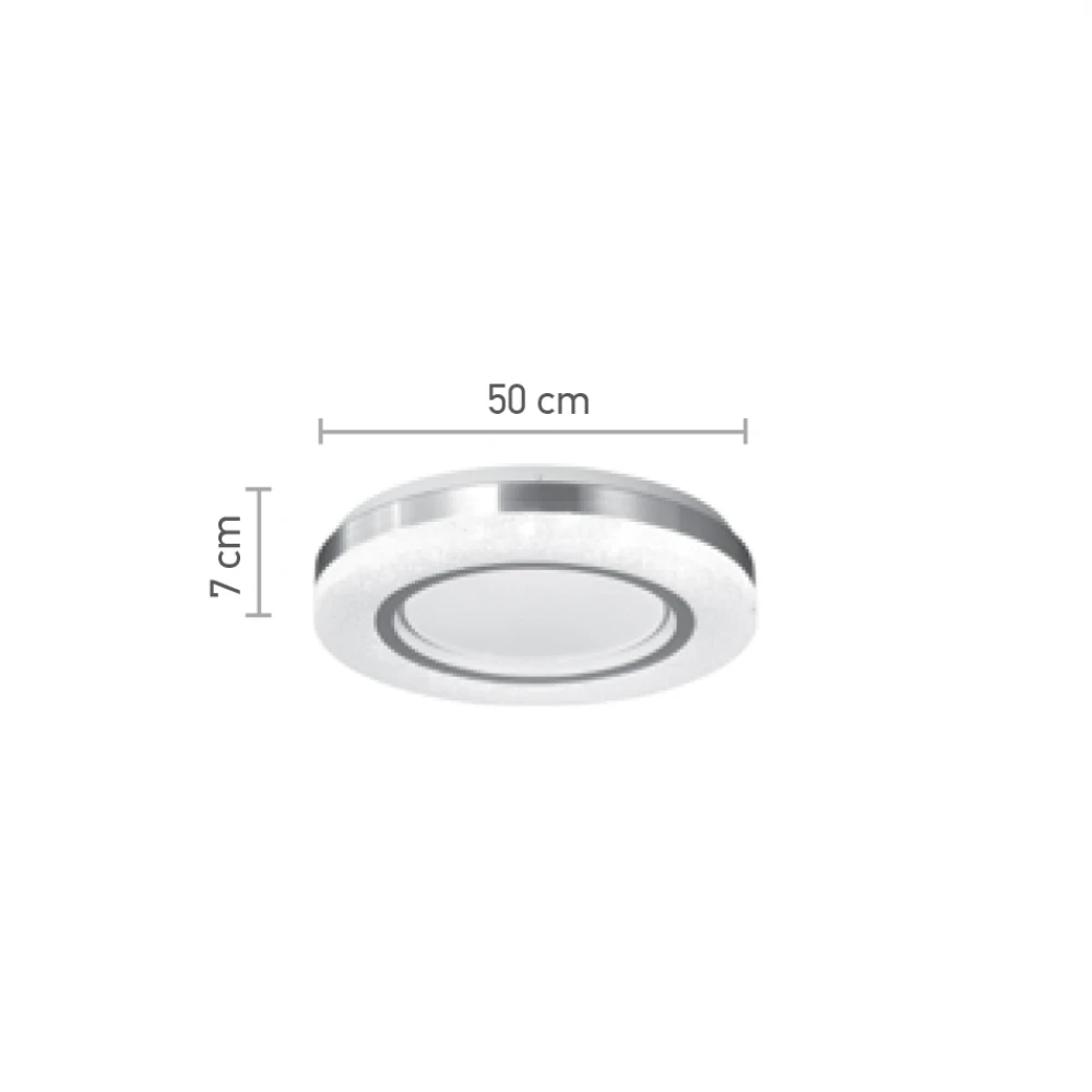 InLight Πλαφονιέρα οροφής LED 72W 3CCT από λευκό και ασημί ακρυλικό D:50cm (42016-Α)