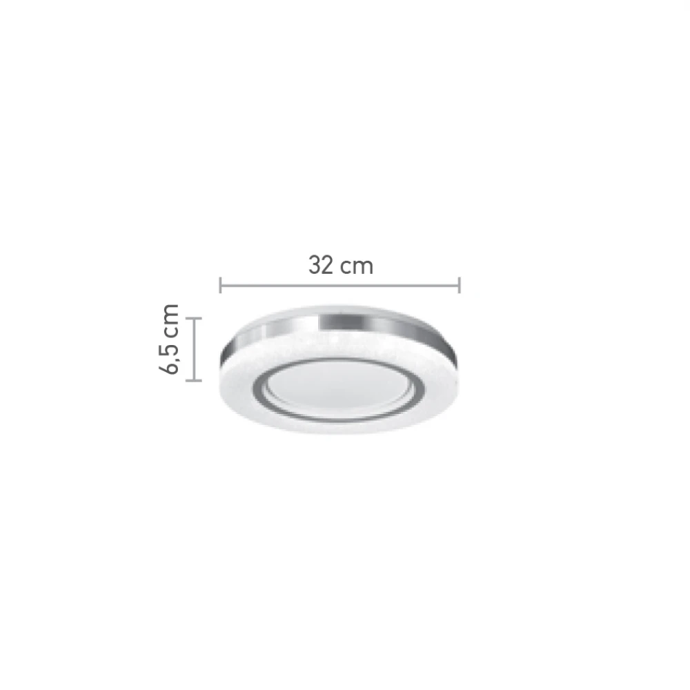 InLight Πλαφονιέρα οροφής LED 36W 3CCT από λευκό και ασημί ακρυλικό D:32cm (42016-C)