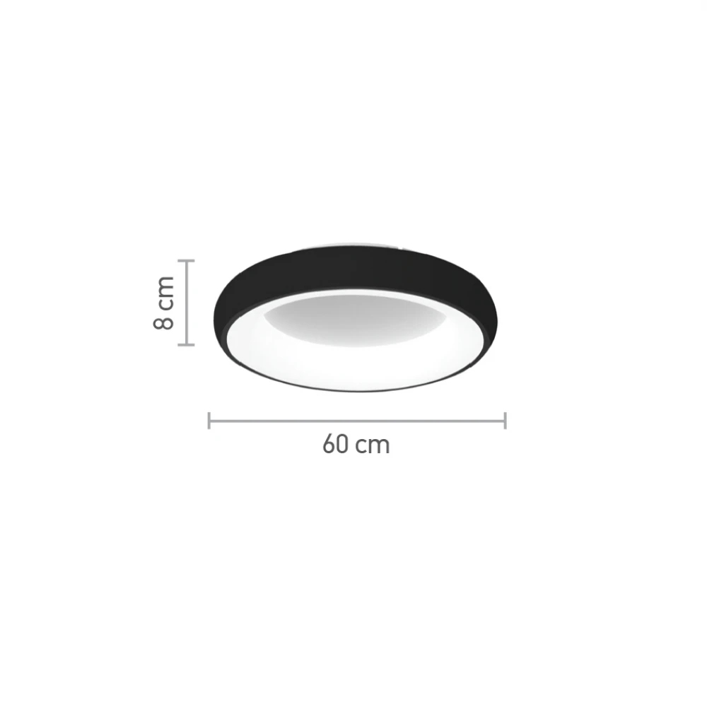 InLight Πλαφονιέρα οροφής LED 110W 3CCT από μαύρο και λευκό ακρυλικό D:60W (42020-Α-Black)
