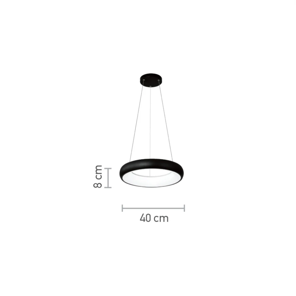 InLight Κρεμαστό φωτιστικό LED 54W 3CCT από μαύρο και λευκό ακρυλικό D:40cm (42023-B-Black)