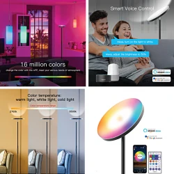 InLight Επιδαπέδιο φωτιστικό LED 24W RGB-CCT with controller από μαύρο μέταλλο και ακρυλικό D:170cm (45023)