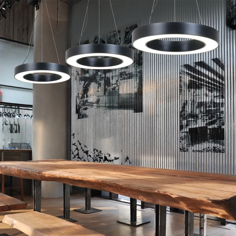 InLight Κρεμαστό φωτιστικό LED 70W 3000K σε μαύρη απόχρωση D:120cm (6041-120-BL)