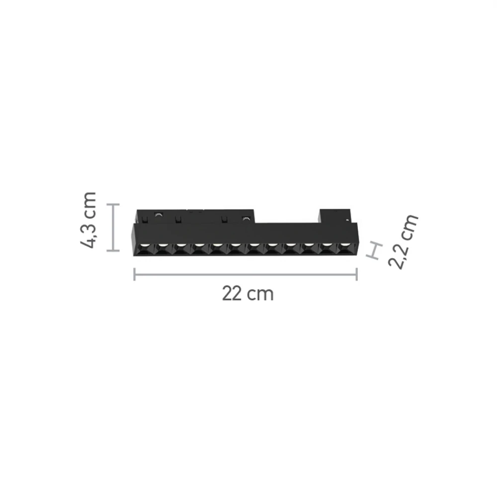 InLight Φωτιστικό LED 12W 4000K για μαγνητική ράγα σε μαύρη απόχρωση D:22cmX4,3cm (T01302-BL)