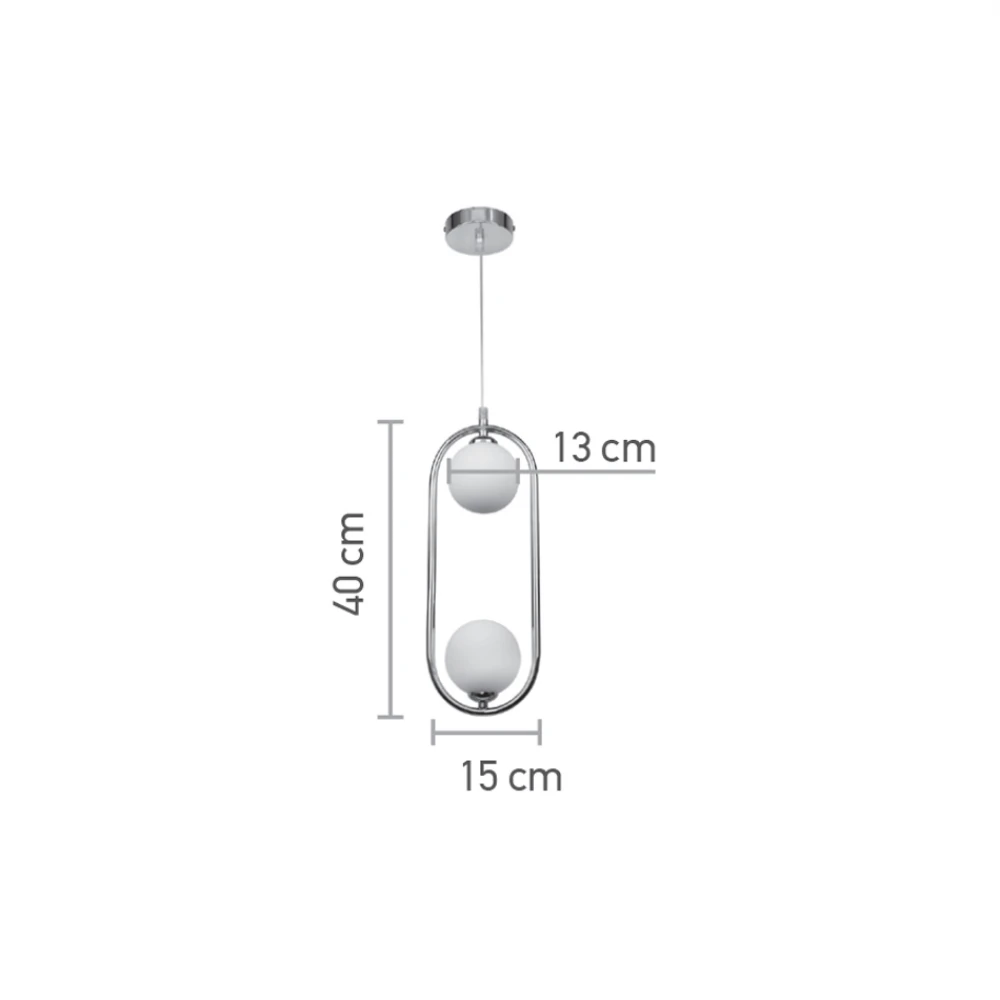 InLight Κρεμαστό φωτιστικό σε χρώμιο απόχρωση και λευκή οπαλίνα 2XG9 D:40cm (4023-CH)