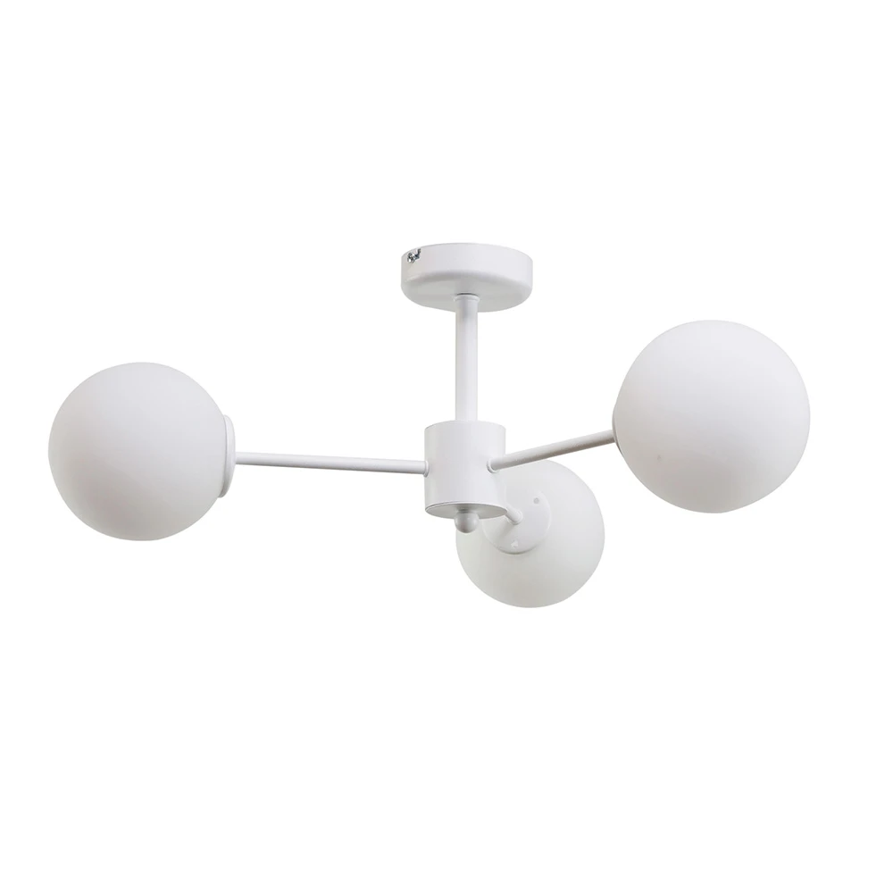 InLight Κρεμαστό φωτιστικό από λευκό μέταλλο και λευκή οπαλίνα 3XG9 D:50cm (5013-3)