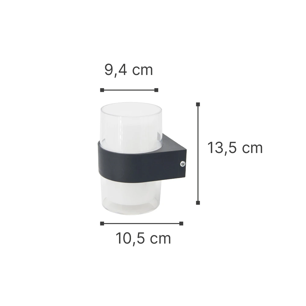 InLight Athabasca LED 8W 3000K Απλίκα Εξωτερικού Χώρου Ανθρακί D:10,5cmx13,5cm (80203241)