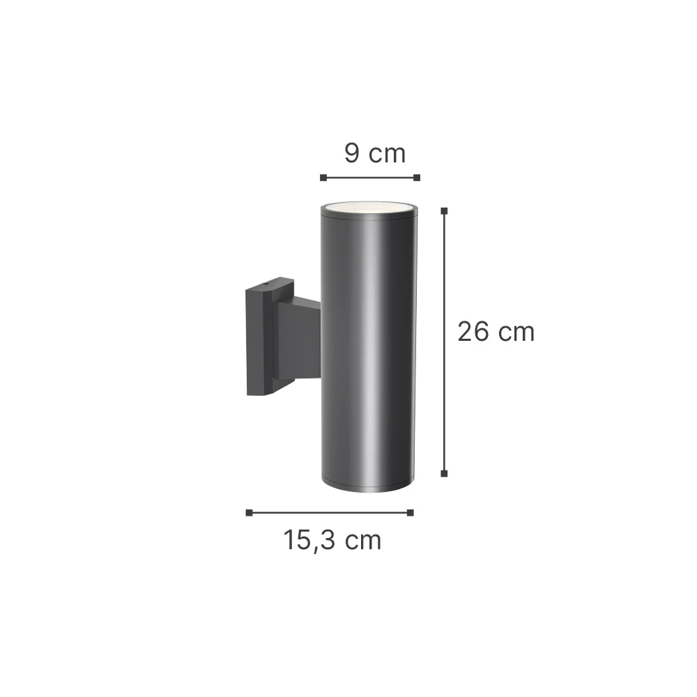 InLight Winnipeg 2xΕ27 Outdoor Up-Down Wall Lamp Anthracite D:15.3cmx26cm (80203444)
