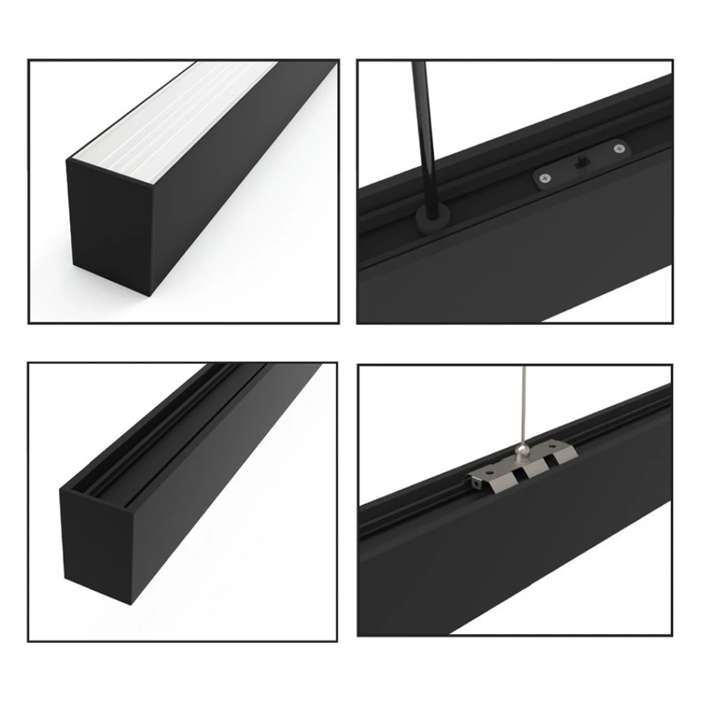 InLight Κρεμαστό φωτιστικό LED 50W 3CCT (By Switch) από αλουμίνιο σε μαύρη απόχρωση D:150cm (6072-150-BL)