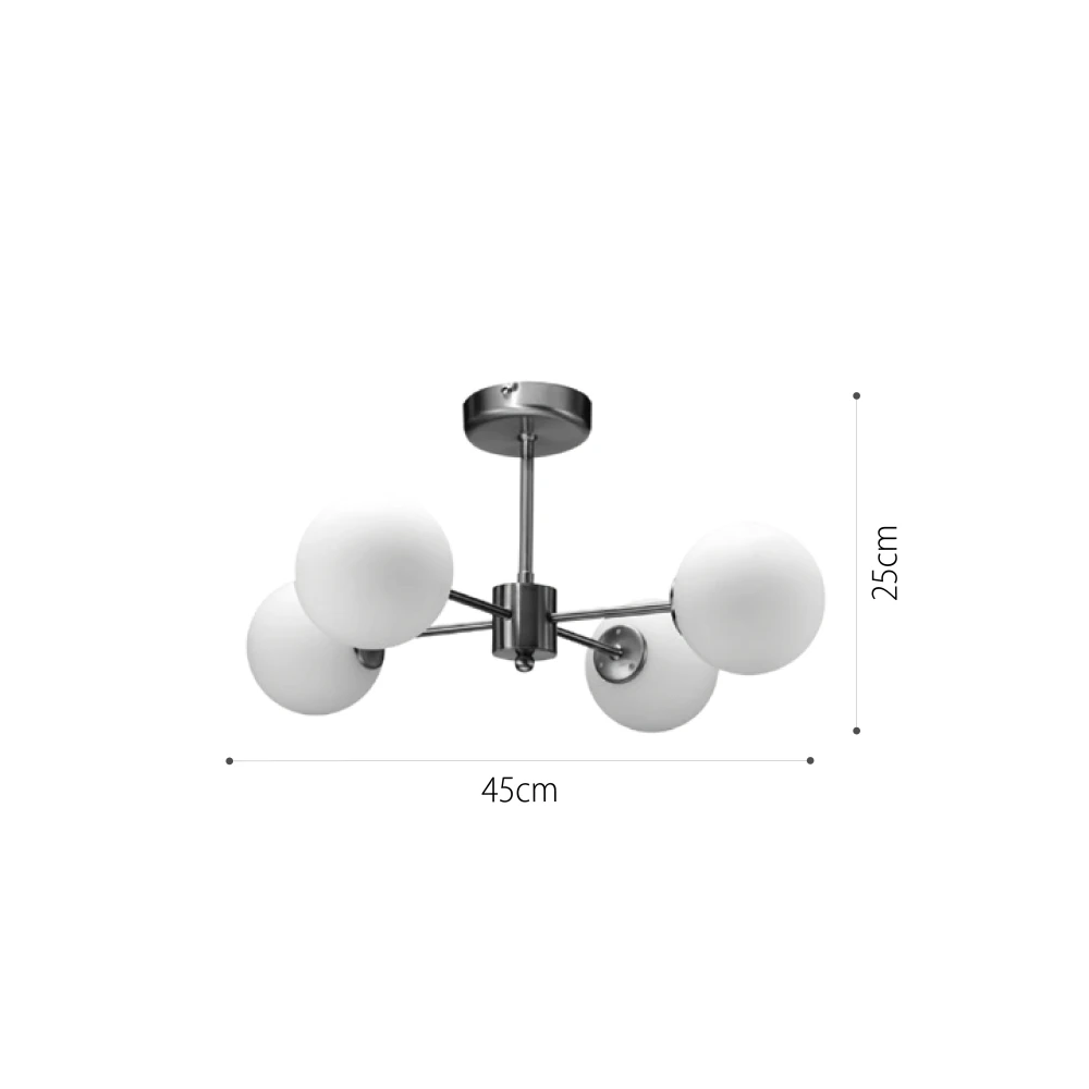 InLight Κρεμαστό φωτιστικό από χρυσό ματ μέταλλο και λευκή οπαλίνα 4XG9 D:45cm (5015-4)