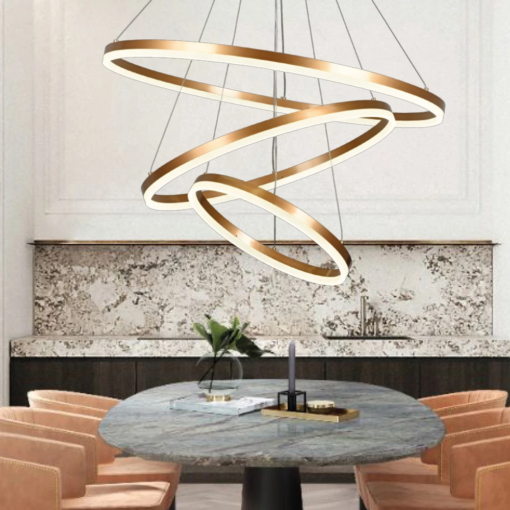 InLight Κρεμαστό φωτιστικό LED 100W 3CCT (by switch on base) 6095-A-Golden