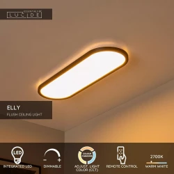Φωτιστικό Οροφής Λευκό Και Μαύρο Dimmable CCT 1x24W 2700K/4000K - Oπαλ- Essential ELLY Lucide