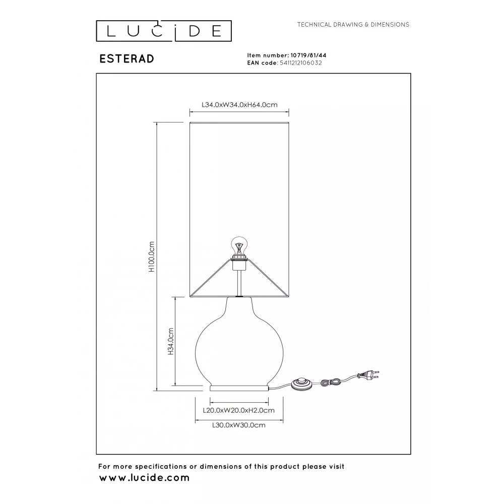 Φωτιστικό Δαπέδου Κίτρινο Ø34cm 1xE27 ESTERAD Lucide