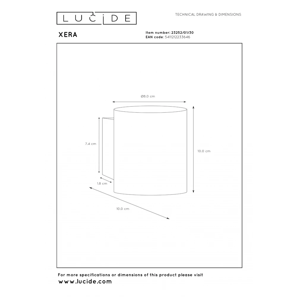 Επιτοίχιο Λευκό Φωτιστικό Μεταλλικό Ø8cm 1xG9 XERA Lucide
