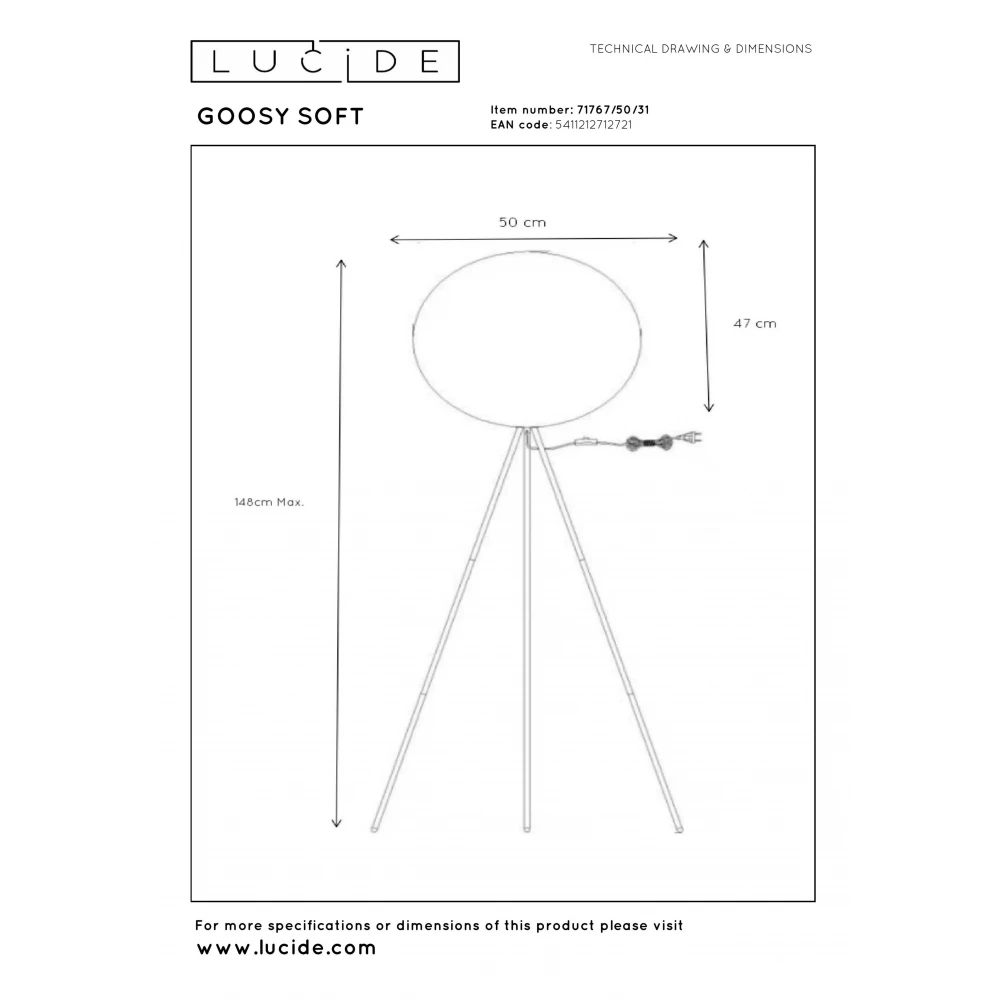 Φωτιστικό Δαπέδου Λευκό Ø50cm 1xE27 GOOSY SOFT Lucide