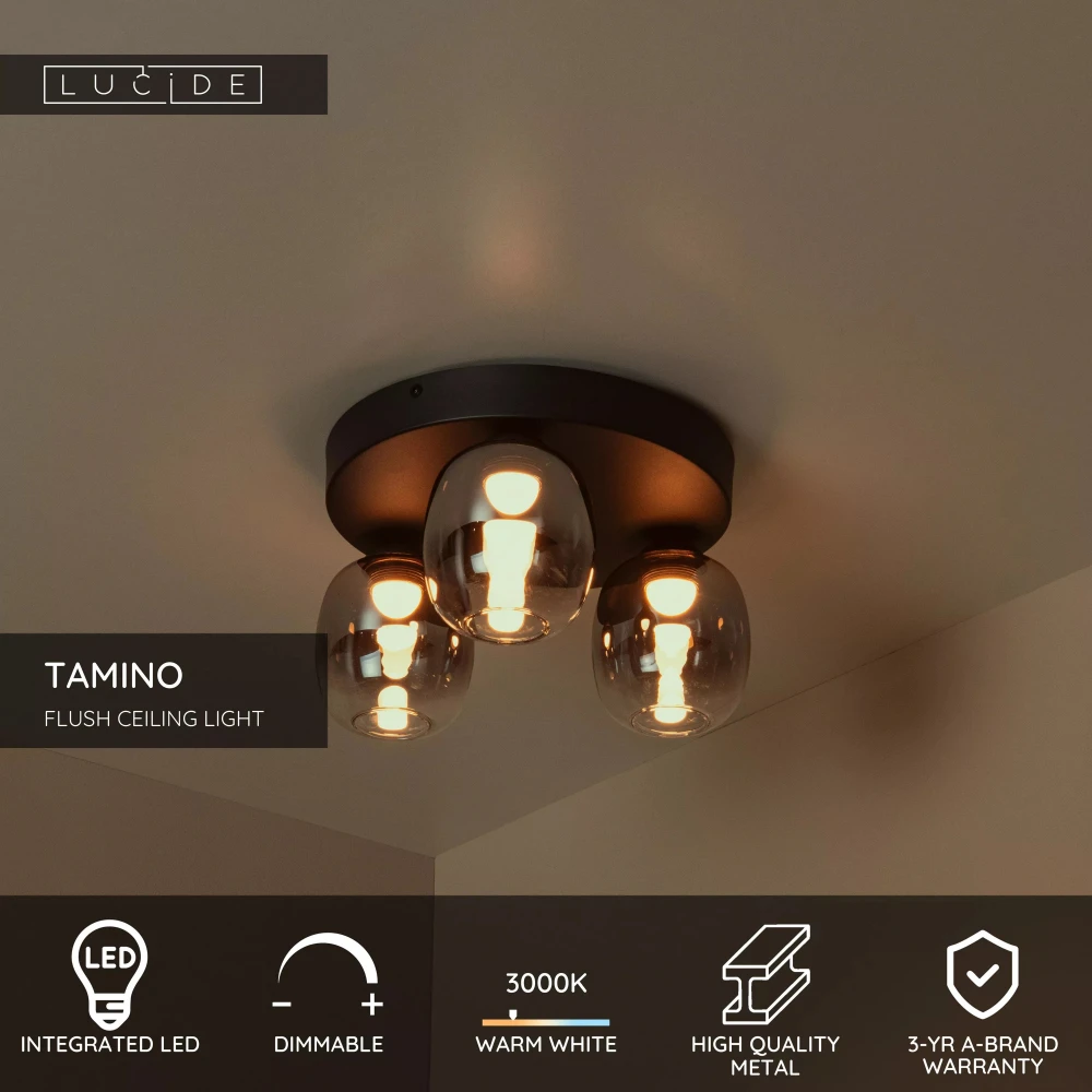 Κρεμαστό Φωτιστικό 3x5,6W 3000K - Μαύρο TAMINO Lucide