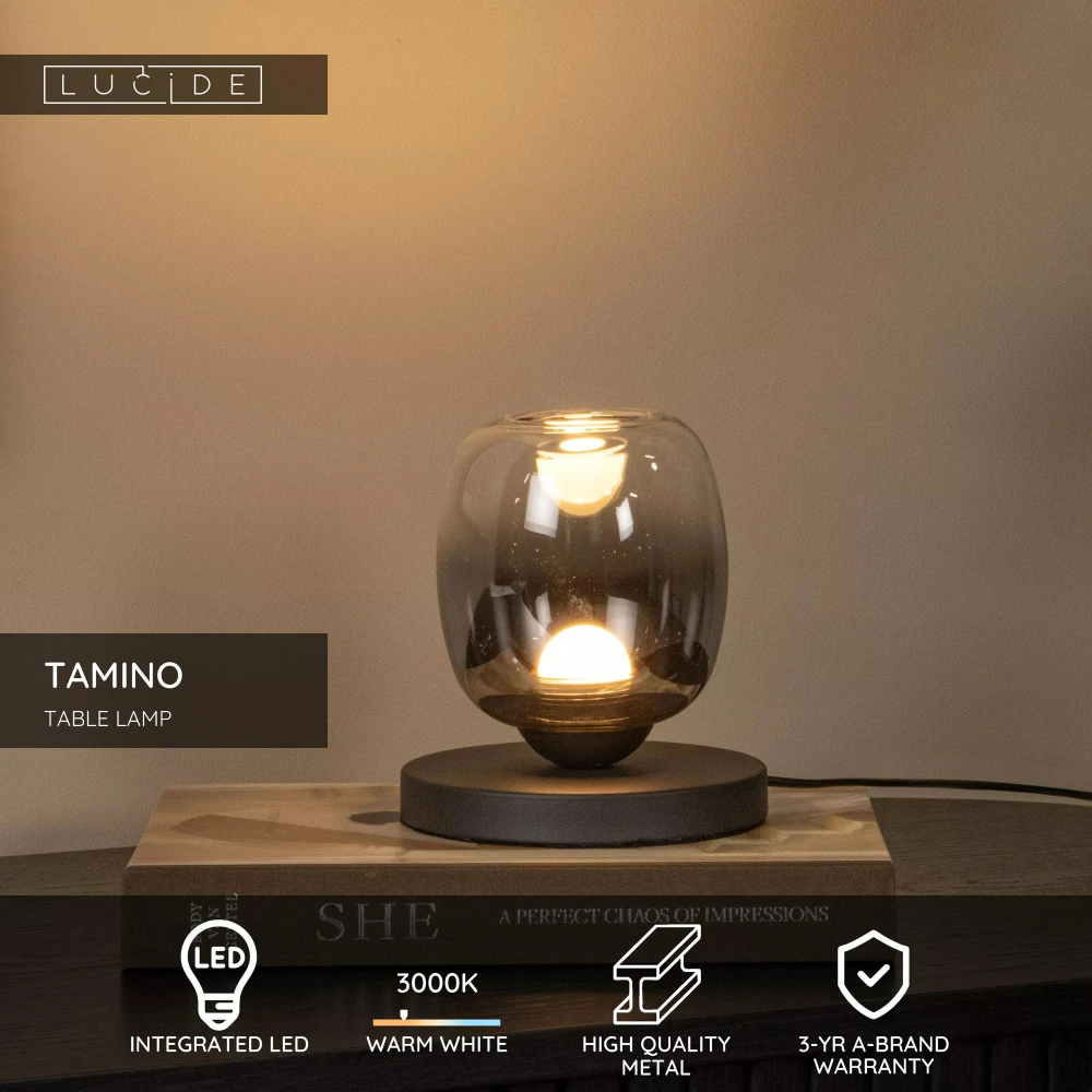 Φωτιστικό Επιτραπέζιο Ø15cm LED 1x6W 3000K Black TAMINO Lucide