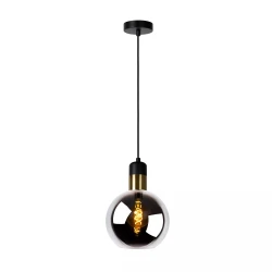 LED Κρεμαστό Φωτιστικό Μονόφωτο Φυμέ Γκρι Ø20cm 1xE27 JULIUS Lucide
