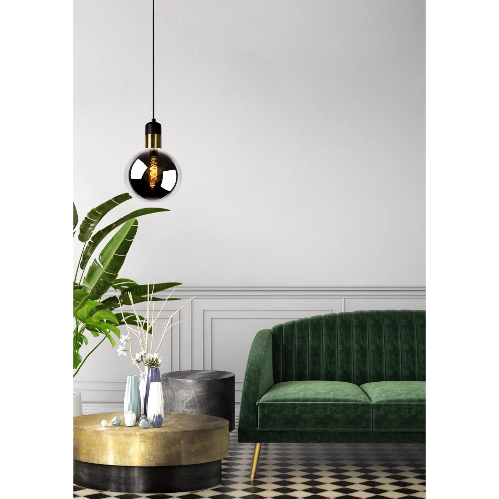 LED Κρεμαστό Φωτιστικό Μονόφωτο Φυμέ Γκρι Ø20cm 1xE27 JULIUS Lucide