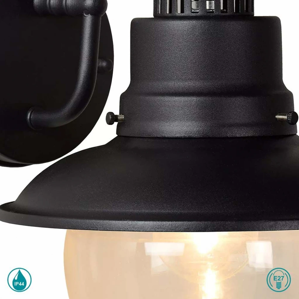Επιτοίχιο Φωτιστικό Μαύρο 1xE27 Ø21,5cm 1xE27 IP44 FIGO Lucide