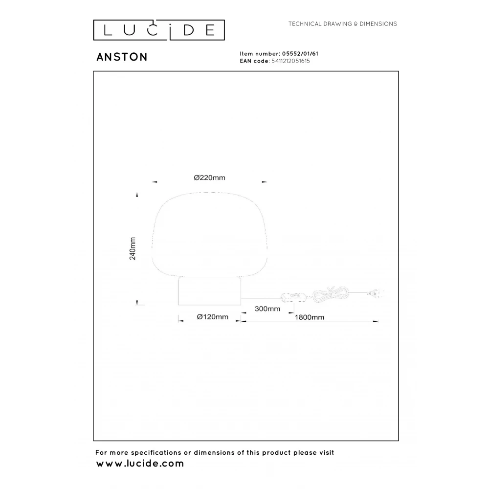 Φωτιστικό Πορτατίφ 1xE14 Οπαλ ANSTON Lucide