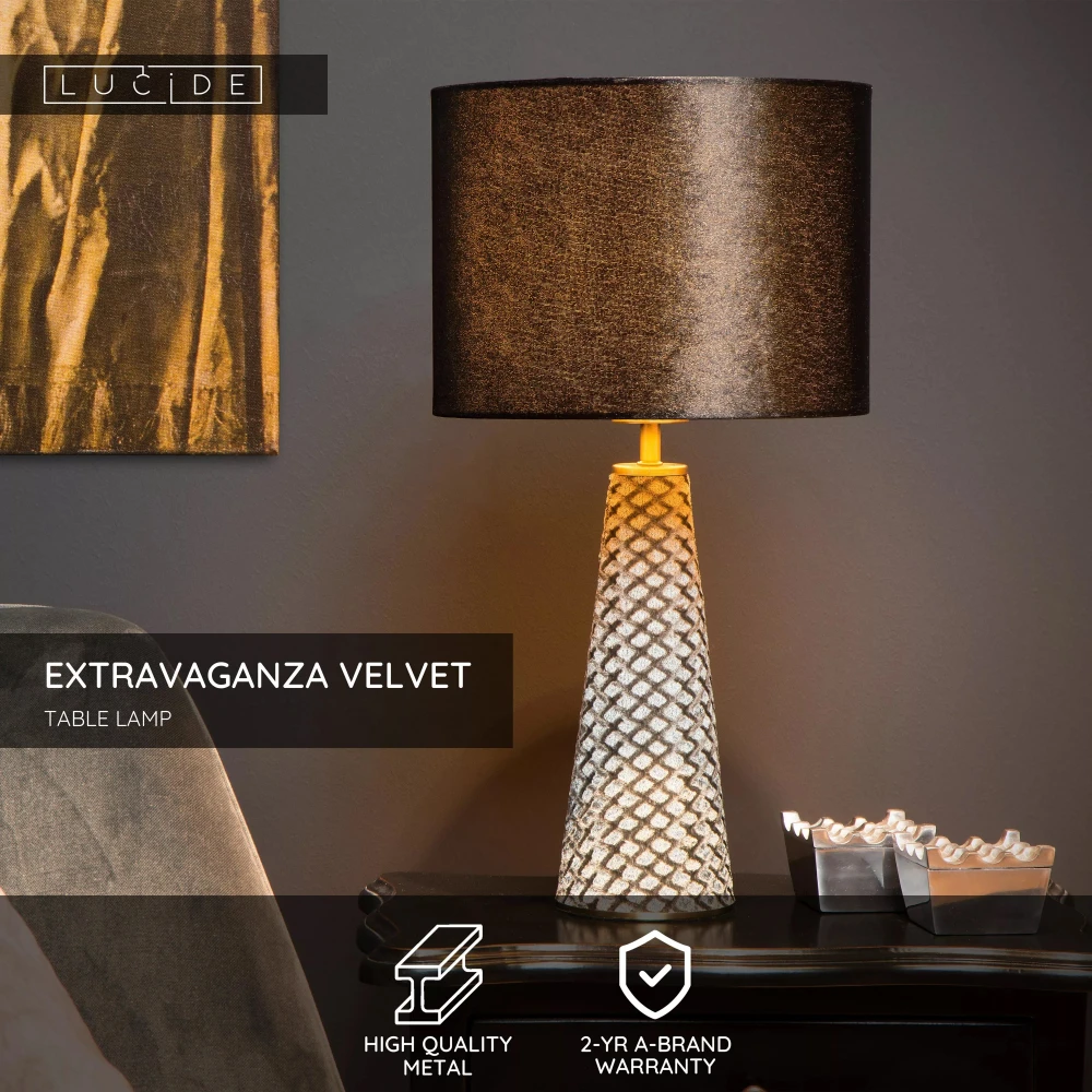 Επιτραπέζιο Φωτιστικό Μαύρο Ø25cm 1xE27 EXTRAVAGANZA VELVET Lucide
