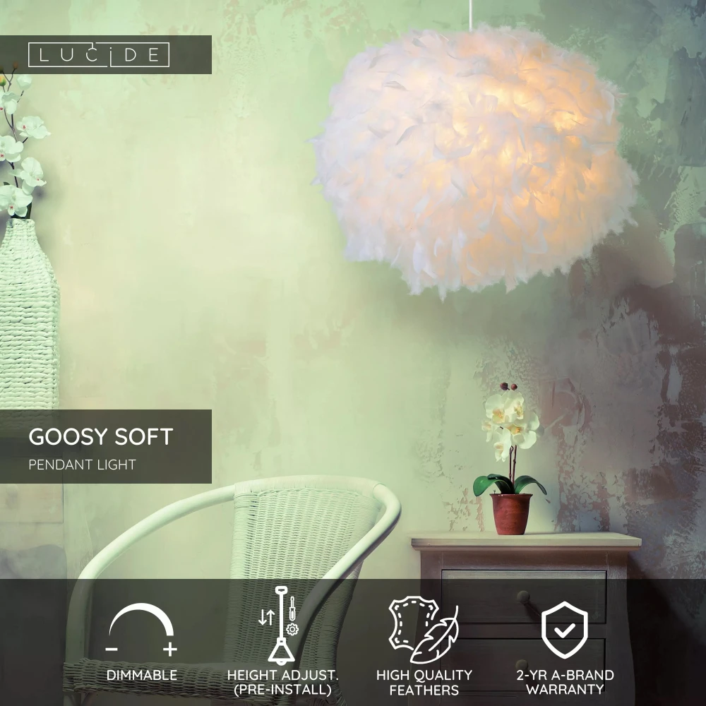 Φωτιστικό Με Λευκό Πούπουλο Ø50cm 1xE27 GOOSY SOFT Lucide