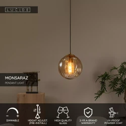 LED Κρεμαστό Φωτιστικό Μονόφωτο Ø25cm 1xE27 Μελί MONSARAZ Lucide