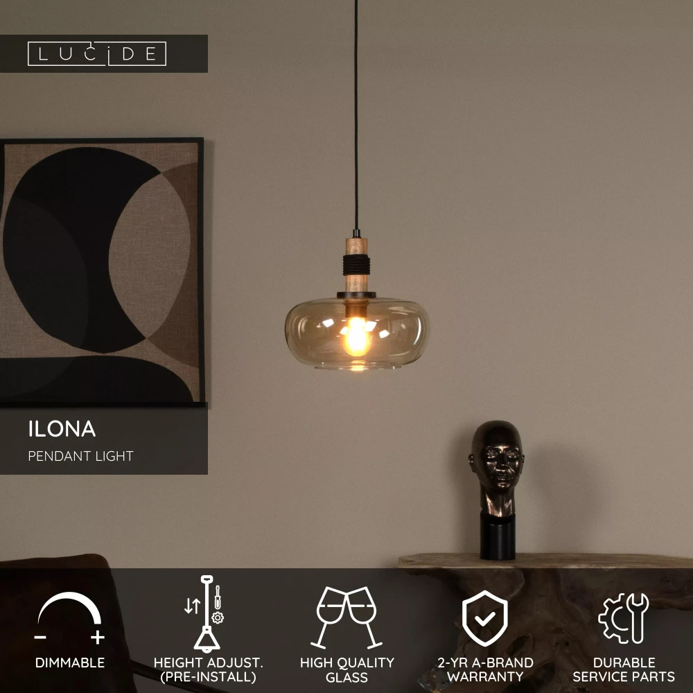 LED Κρεμαστό Φωτιστικό Μονόφωτο Μελί 1xE27 Ø30 - Lucide