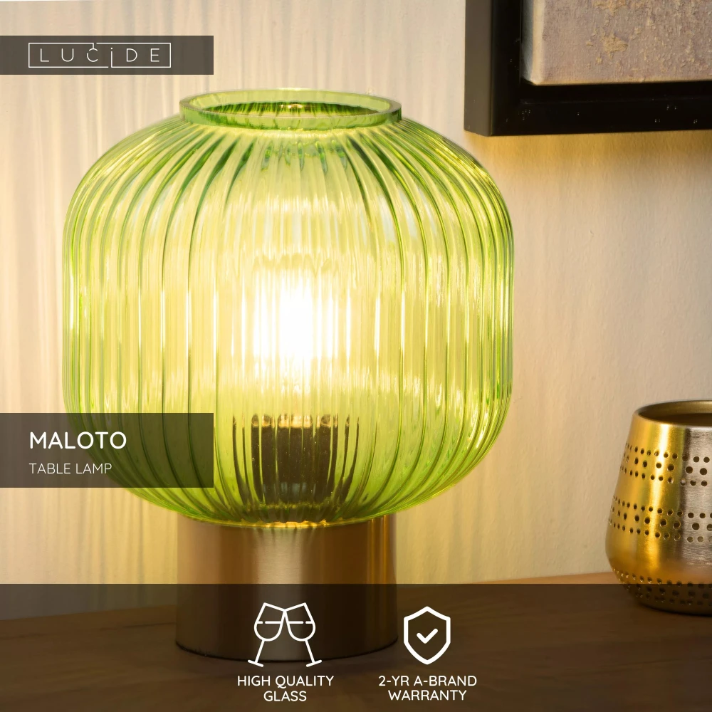 Φωτιστικό Επιτραπέζιο Ø20cm 1xE27 Πράσινο MALOTO Lucide