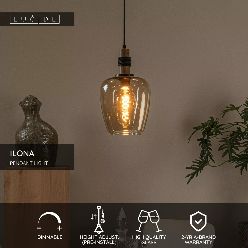 LED Κρεμαστό Φωτιστικό Μονόφωτο Μελί 1xE27 Ø22 - Lucide