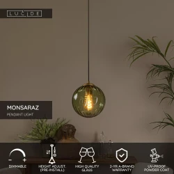 LED Κρεμαστό Φωτιστικό Μονόφωτο Ø25cm 1xE27 Πράσινο MONSARAZ Lucide