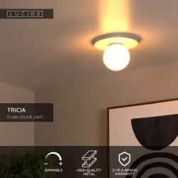 Επιτοίχιο Φωτιστικό Λευκό Ø25cm 1xE27 TRICIA Lucide