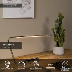 Πορτατίφ Μαύρο Μεταλλικό 1x9W 2700K Χρώμιο MADISON Lucide