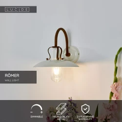 Επιτοίχιο Φωτιστικό Μεταλλικό Μπεζ 1xE27 RÖMER Lucide