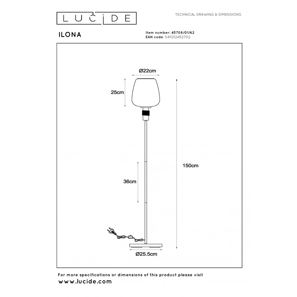 Φωτιστικό δαπέδου Ø34 cm 1xE27 40W Μελί Lucide