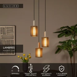 Κρεμαστό Φωτιστικό 3xE27 Ταμπά LAMBRES Lucide