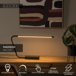 Πορτατίφ Μαύρο Μεταλλικό 1x9W 2700K Black MADISON Lucide