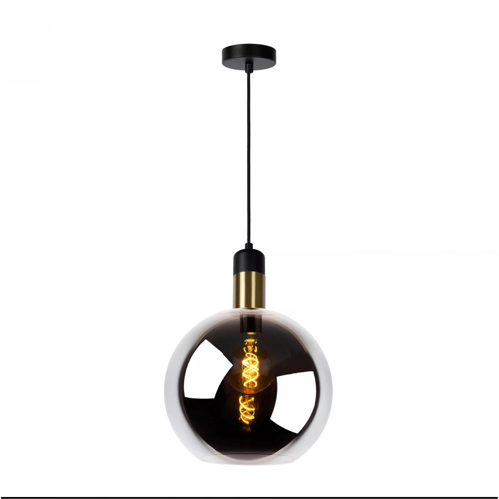 LED Κρεμαστό Φωτιστικό Μονόφωτο Φυμέ Γκρι Ø28cm 1xE27 JULIUS Lucide
